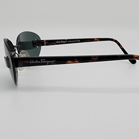 Salvatore Ferragamo 1014 512/71 Tortoise Frame Green Lens Rimless Sunglasses main image 13